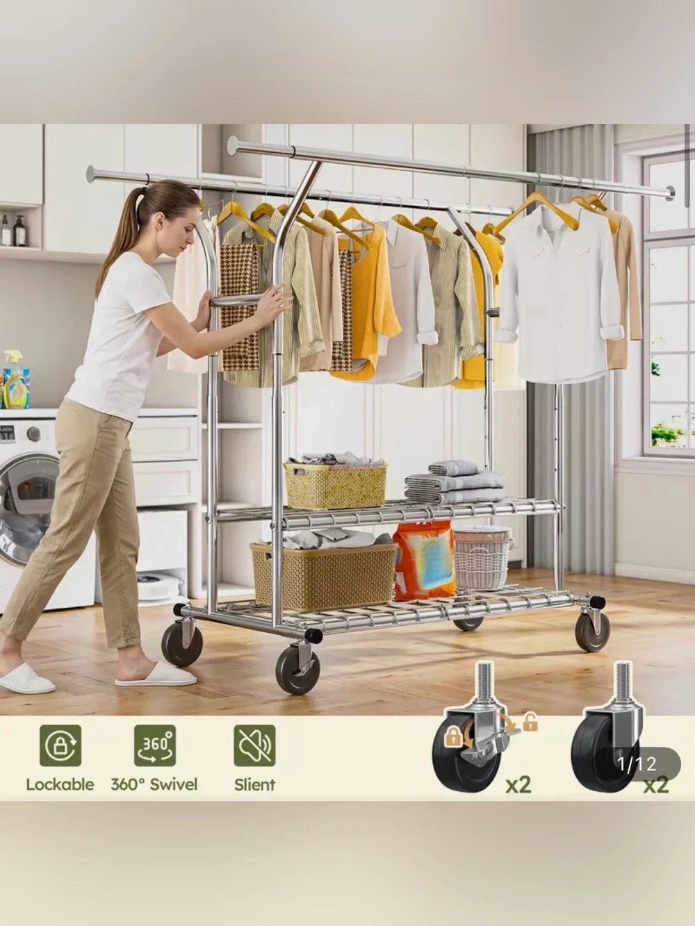 Metal Wire Shelving Rack for Sturdy Clothing Rack (Pictured)